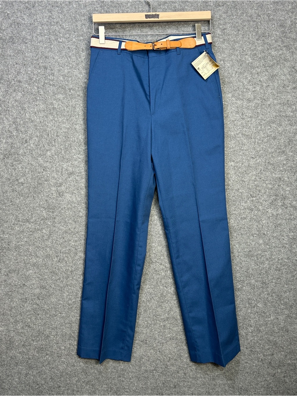 Men's VTG Par Four Blue Golf Pants 30x32 Leather Belt Retro Preppy Country Club